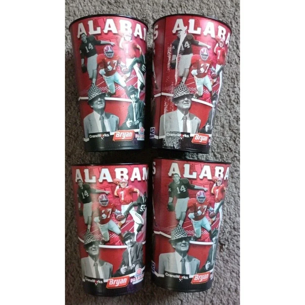 Alabama Football Stadium Souvenir Cup. “Legends” Lot Of 4 Roll Tide College